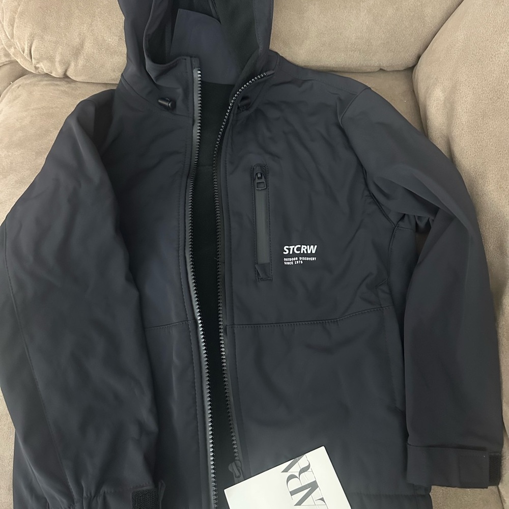 Zara kids Black Windbreaker Jacket Sz 6-7